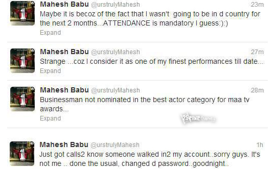 Mahesh Babu`s Twitter Hacked and Retrived