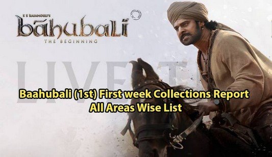 Prabhas Baahubali (1st) First week Collections Report All Areas Wise List