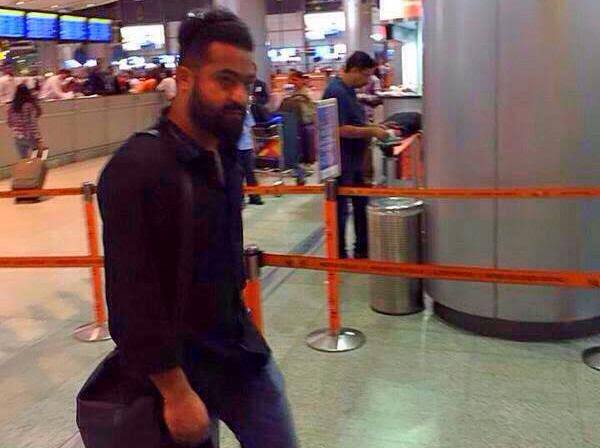 Spotted Jr NTR on the way to London For Dandayatra