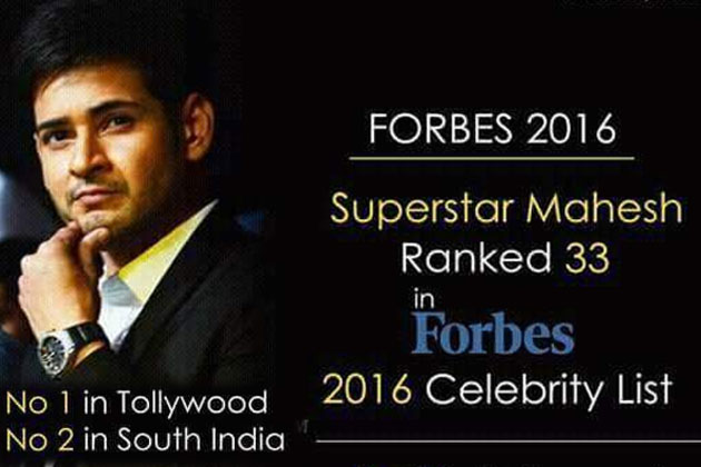 Mahesh Babu’s Hatrick on Forbes Celebrity List