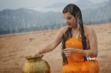 Archana latest Hot Wet in Rain Photos in Orange dress 25CineFrames