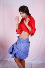 Charulatha Hot Photos in Red Shirt and Lungi dress