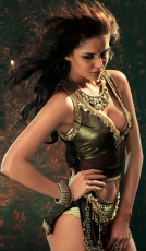 Nathalia Kaur Hot PhotoShoot in Gold and Black Dress