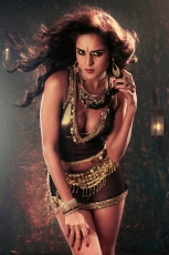 Nathalia Kaur Hot PhotoShoot in Gold and Black Dress