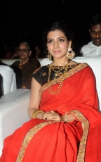 Samantha Red Saree Hot Stills at Son of Sathyamurthy Audio Launch Function