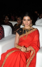 Samantha Red Saree Hot Stills at Son of Sathyamurthy Audio Launch Function