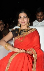 Samantha Red Saree Hot Stills at Son of Sathyamurthy Audio Launch Function