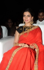 Samantha Red Saree Hot Stills at Son of Sathyamurthy Audio Launch Function