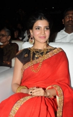 Samantha Red Saree Hot Stills at Son of Sathyamurthy Audio Launch Function