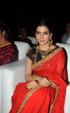 Samantha Red Saree Hot Stills at Son of Sathyamurthy Audio Launch Function