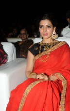 Samantha Red Saree Hot Stills at Son of Sathyamurthy Audio Launch Function