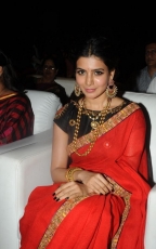 Samantha Red Saree Hot Stills at Son of Sathyamurthy Audio Launch Function