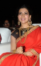 Samantha Red Saree Hot Stills at Son of Sathyamurthy Audio Launch Function