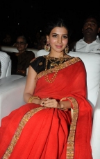 Samantha Red Saree Hot Stills at Son of Sathyamurthy Audio Launch Function