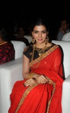 Samantha Red Saree Hot Stills at Son of Sathyamurthy Audio Launch Function