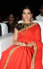 Samantha Red Saree Hot Stills at Son of Sathyamurthy Audio Launch Function