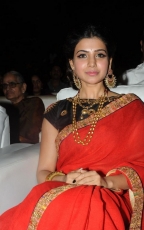 Samantha Red Saree Hot Stills at Son of Sathyamurthy Audio Launch Function