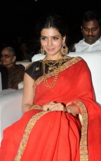 Samantha Red Saree Hot Stills at Son of Sathyamurthy Audio Launch Function