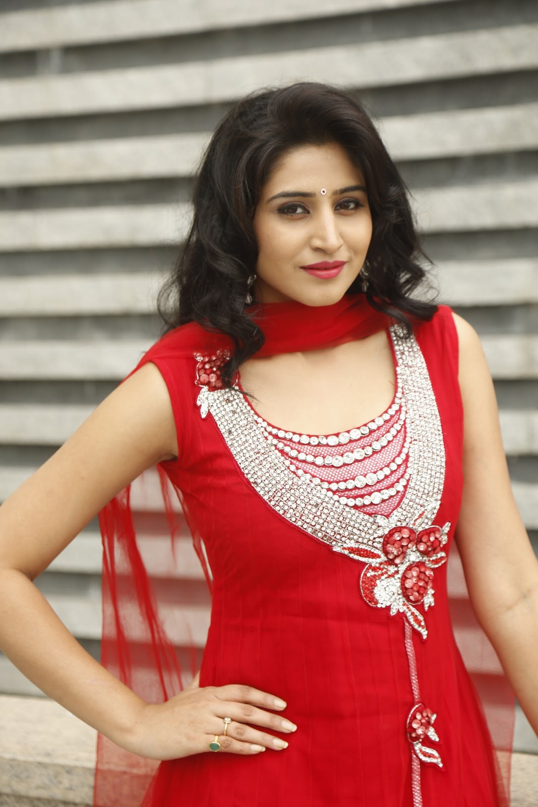 Actress Shamili Latest Beautiful Photos in Red Chudidar Dress, Stills, Pict...