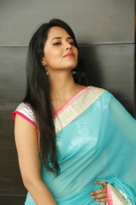 Anchor Anasuya Latest Pink Blue Saree HD Photos Stills Gallery Images