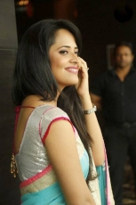 Anchor Anasuya Latest Pink Blue Saree HD Photos Stills Gallery Images