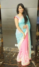 Anchor Anasuya Latest Pink Blue Saree HD Photos Stills Gallery Images