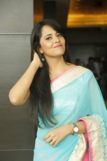 Anchor Anasuya Latest Pink Blue Saree HD Photos Stills Gallery Images