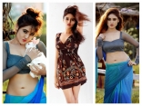 Sony Charishta Latest Hot Photo Shoot Spicy Stills ULTRA HD Photos in Blue Saree Gallery Images