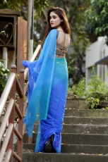 Sony Charishta Latest Hot Photo Shoot Spicy Stills ULTRA HD Photos in Blue Saree Gallery Images