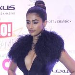 Pooja Hegde ULTRA HD Photos at Hello Hall Of Fame Awards 2018 Pooja Hegde Black Gown Images Stills Gallery