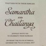 Samantha Prabhu and Naga Chaitanya Marriage Wedding Invitation Card HD Photos